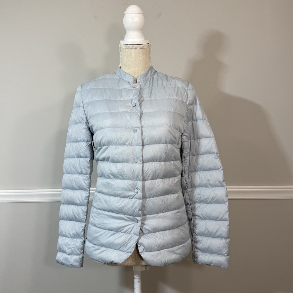 G1 All Purpose Goods Cali Down Puffer Jacket Womans Sz S Blue Button Front